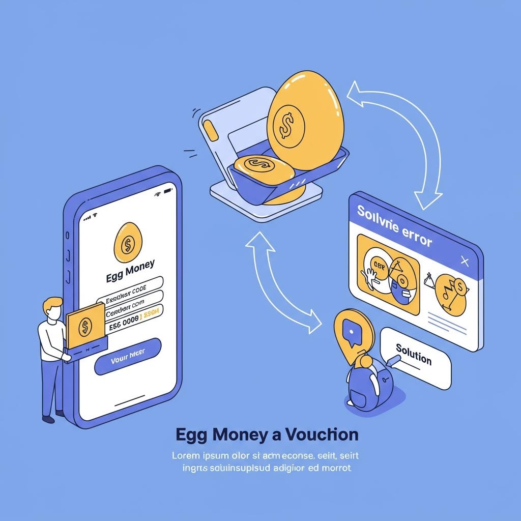 모바일 화면에서 디지털 쿠폰이 전송되고 코인 형태의 가치가 순환 구조로 이동하는 흐름을 보여주는 장면