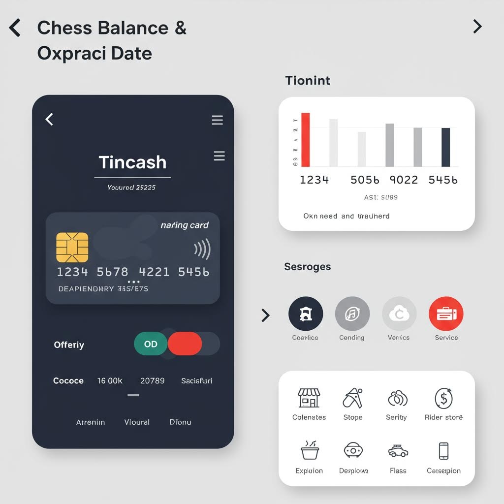 모바일 금융 앱 화면에서 카드 정보와 잔액 현황이 정리된 대시보드형 인터페이스 장면